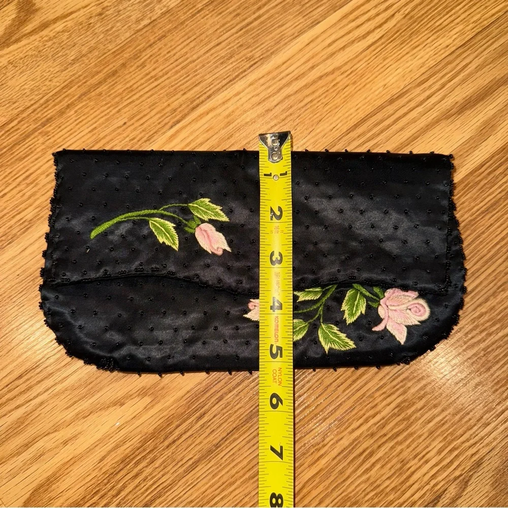 Vintage Schildkraut‎ Satin Envelope Clutch Beaded Embroidered Made in Hong Kong